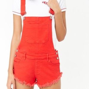 red overall dress forever 21